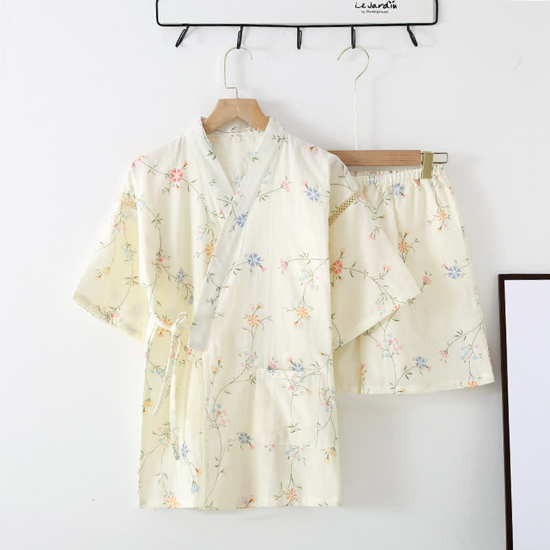 Floral Cotton Gauze Kimono Loungewear Robe - Loungewear Set - XL - image 0