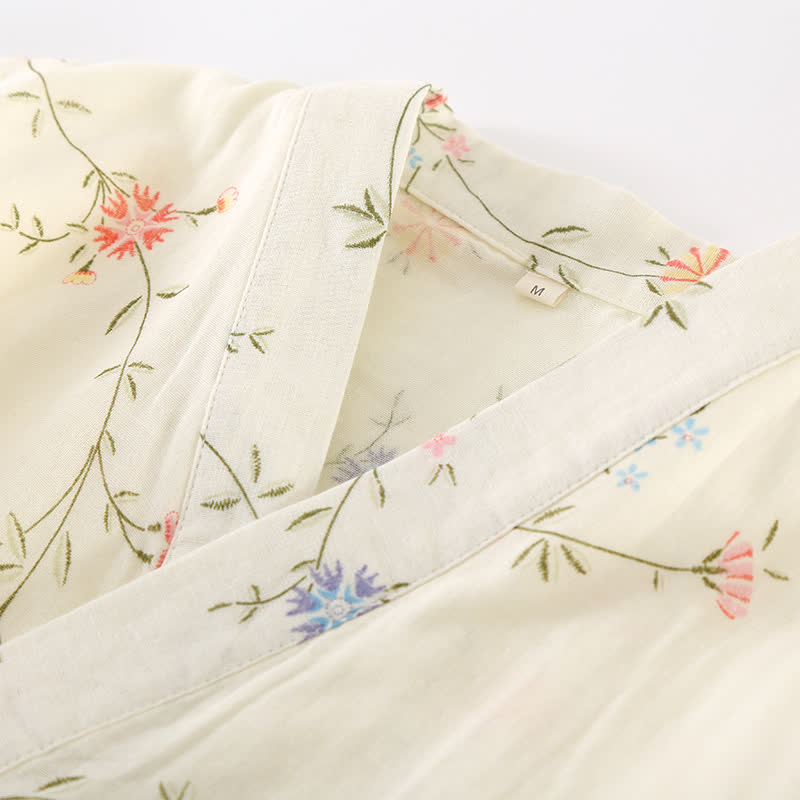 Floral Cotton Gauze Kimono Loungewear Robe - image 2