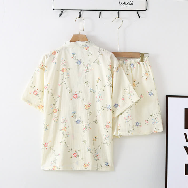 Floral Cotton Gauze Kimono Loungewear Robe - image 1
