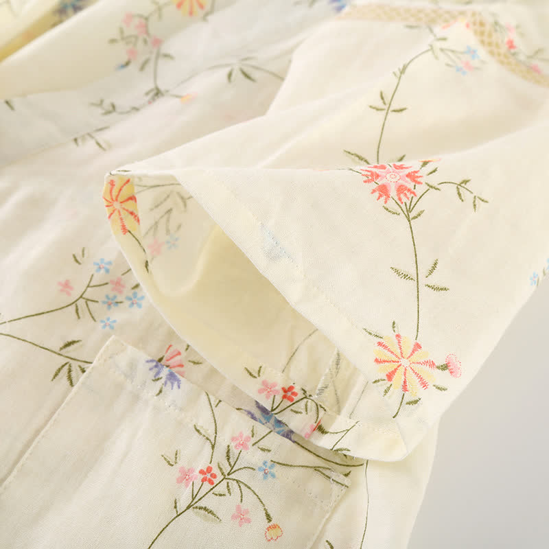 Floral Cotton Gauze Kimono Loungewear Robe - image 5