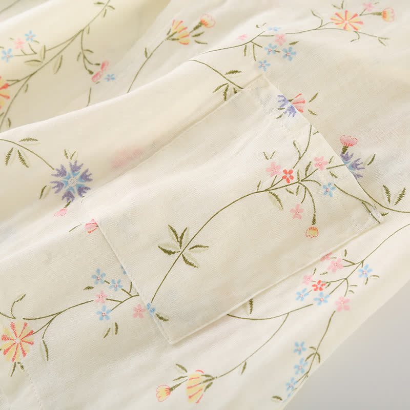 Floral Cotton Gauze Kimono Loungewear Robe - image 9