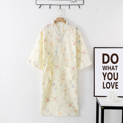 Floral Cotton Gauze Kimono Loungewear Robe - Bathrobe - XL - image 12