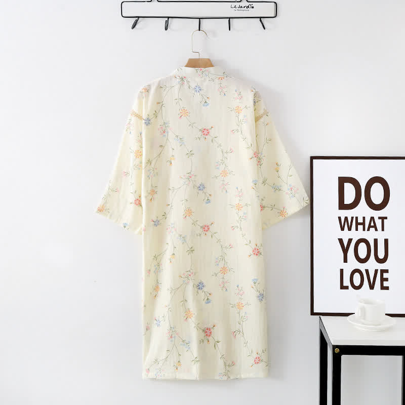 Floral Cotton Gauze Kimono Loungewear Robe - image 13