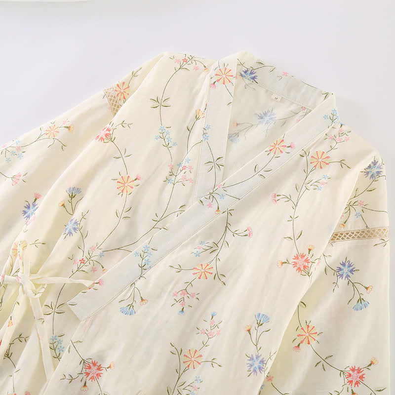 Floral Cotton Gauze Kimono Loungewear Robe - image 14