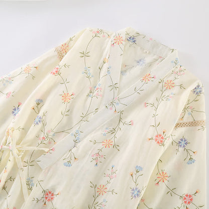 Floral Cotton Gauze Kimono Loungewear Robe - image 14