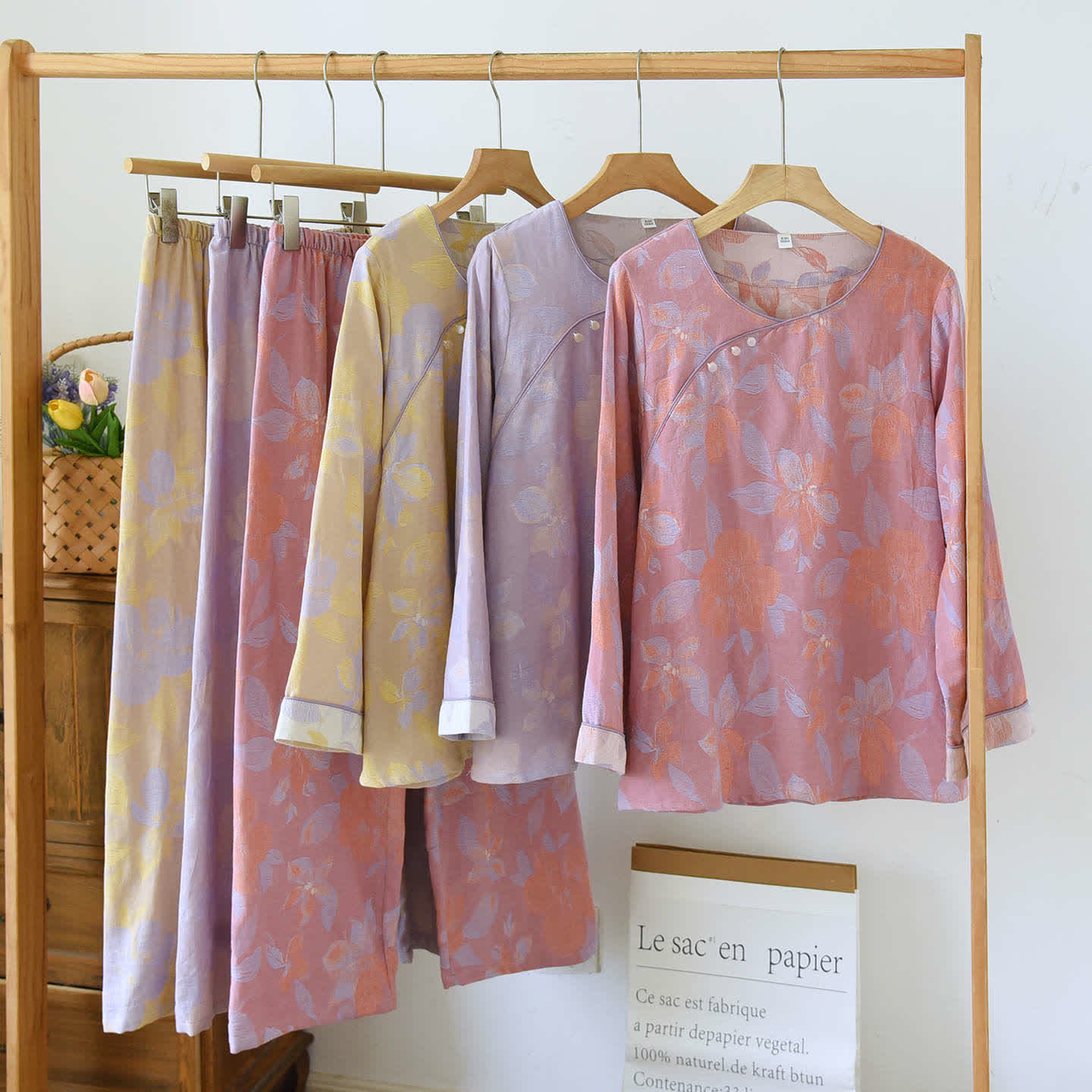 Oriental Hostas Jacquard Cotton Sleepwear Set - image 1