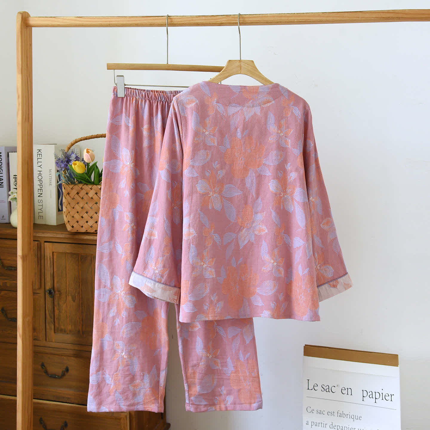 Oriental Hostas Jacquard Cotton Sleepwear Set - image 7