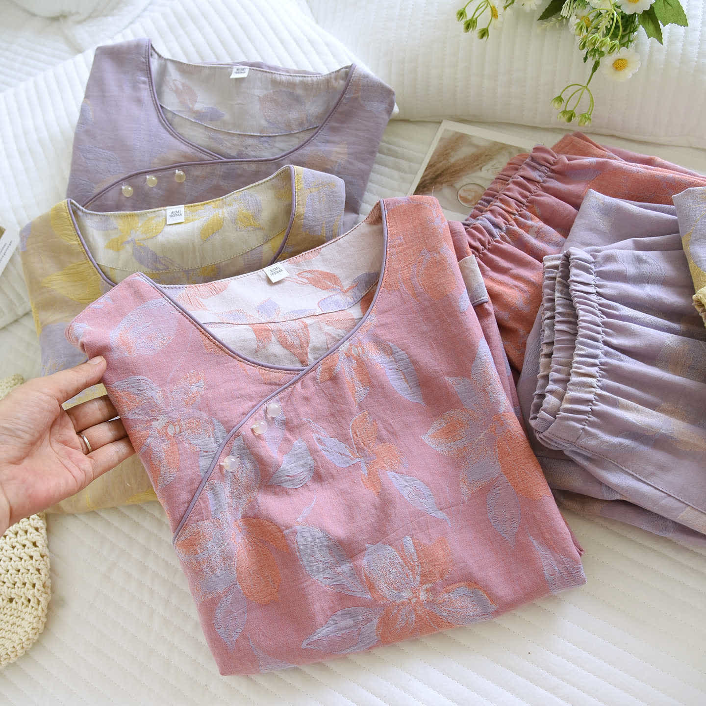 Oriental Hostas Jacquard Cotton Sleepwear Set - image 2