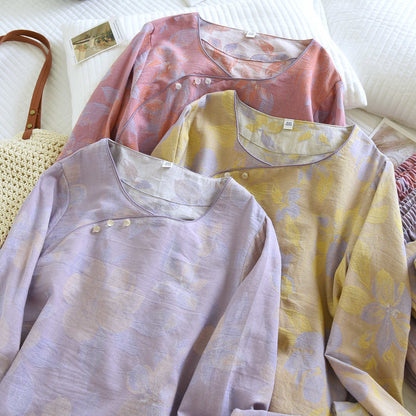Oriental Hostas Jacquard Cotton Sleepwear Set - image 3