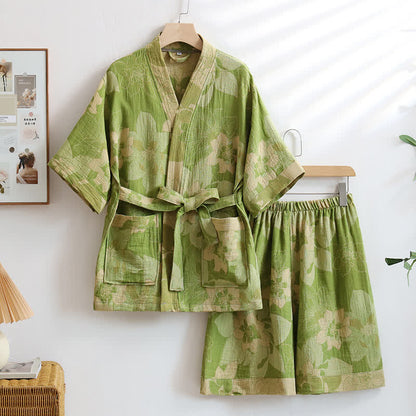 Unisex Hibiscus Cotton Kimono Loungewear Set - XXL - image 0