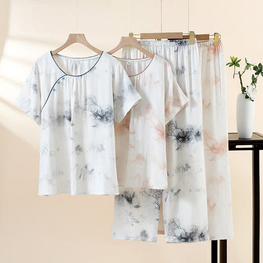 Oriental Ink Wash Landscape Loungewear Set - image 0