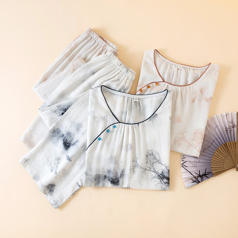 Oriental Ink Wash Landscape Loungewear Set - image 1