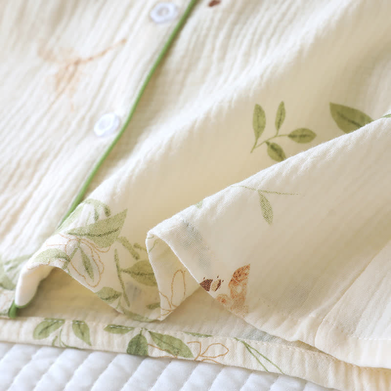 Butterfly Leaf Print Cotton Pajama Set - image 7