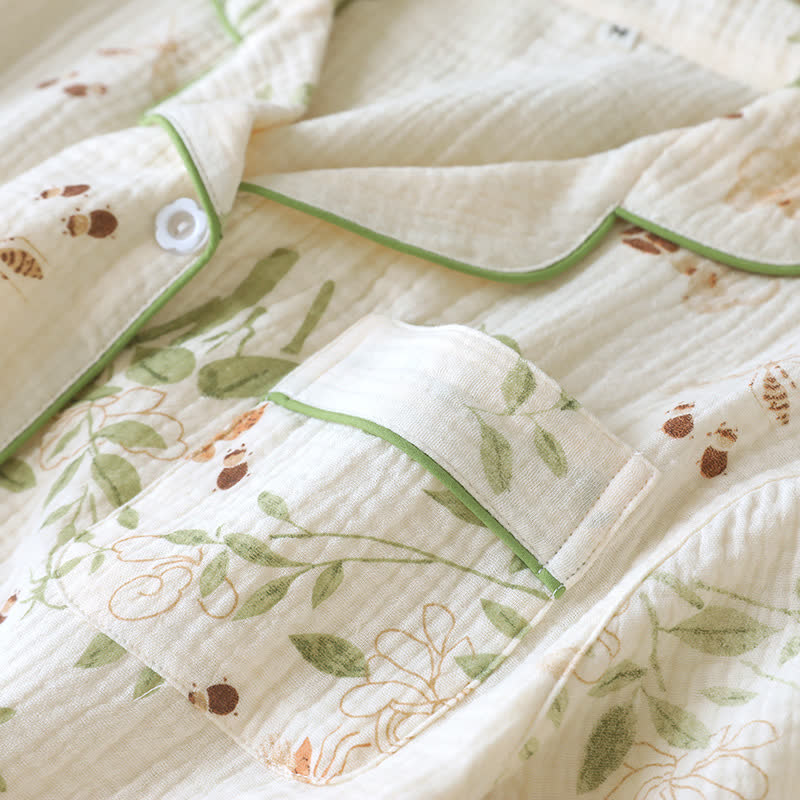 Butterfly Leaf Print Cotton Pajama Set - image 3