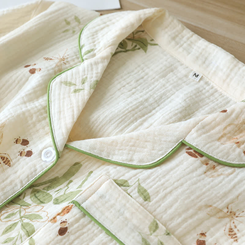 Butterfly Leaf Print Cotton Pajama Set - image 2