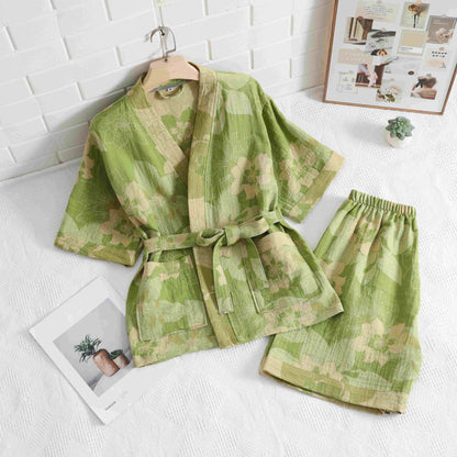 Unisex Hibiscus Cotton Kimono Loungewear Set - image 2