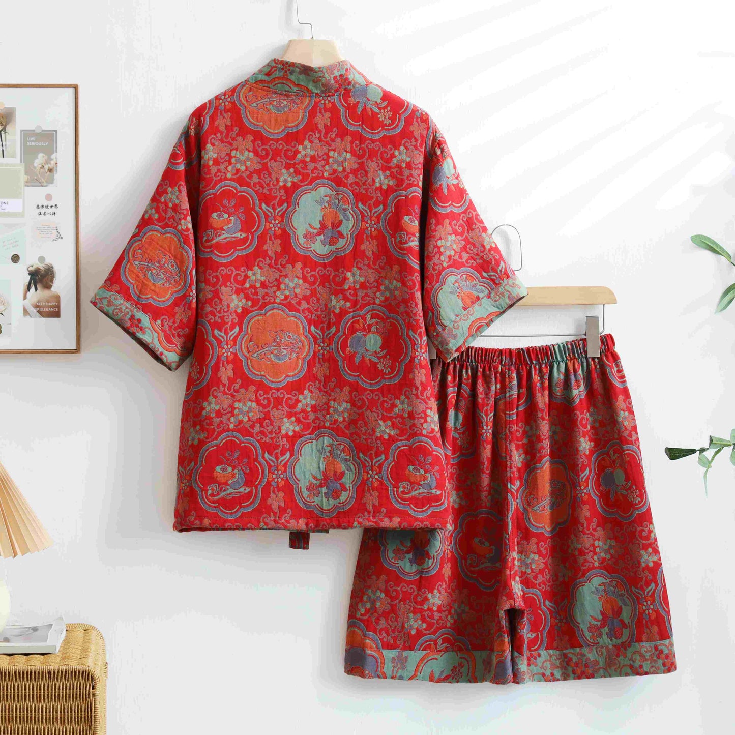 Unisex Oriental Floral Cotton Kimono Loungewear - image 1