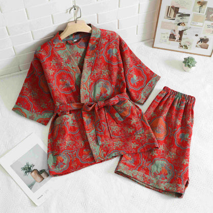 Unisex Oriental Floral Cotton Kimono Loungewear - image 2