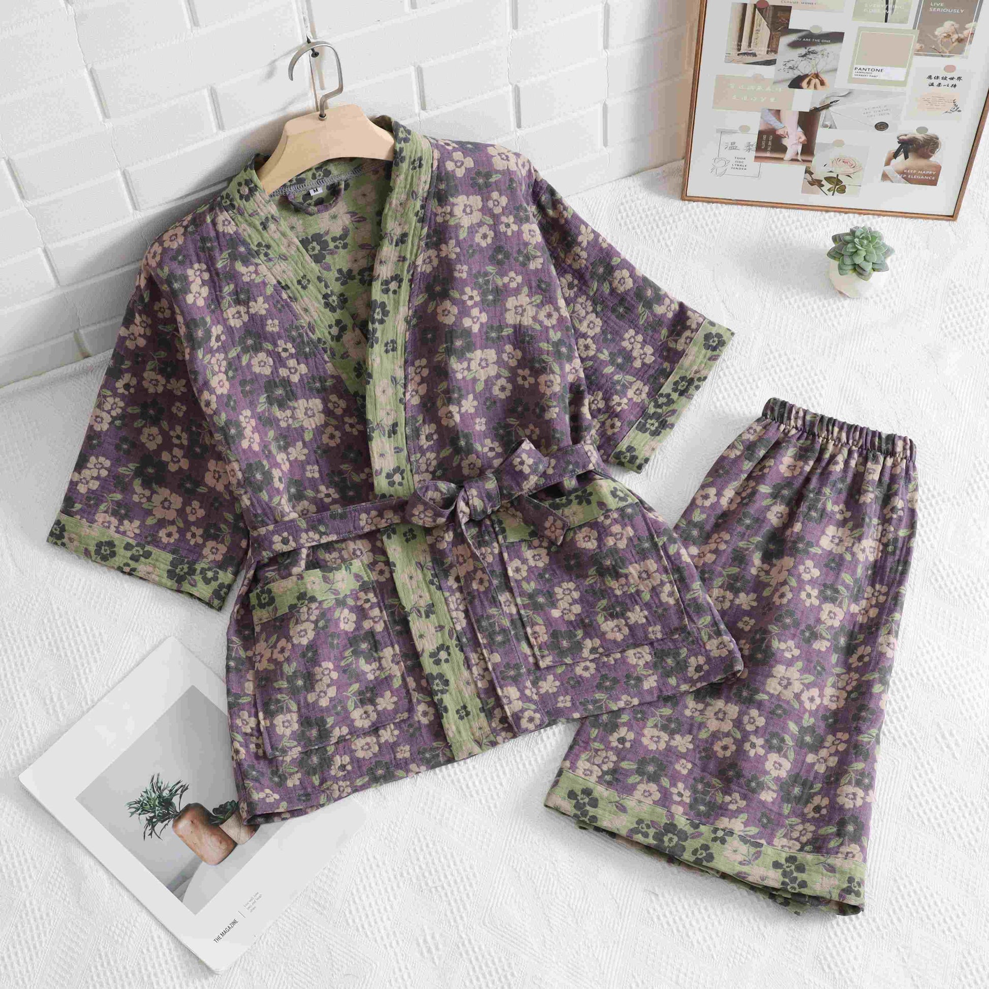 Unisex Cherry Blossom Cotton Kimono Loungewear - image 2