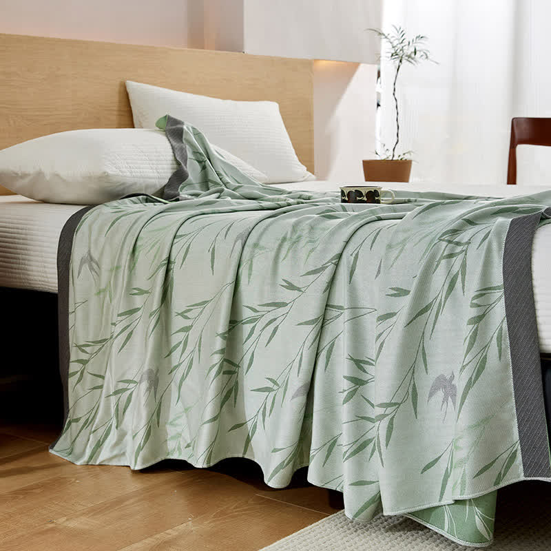 Green Bamboo Print Cooling Bedspread - Queen - image 0