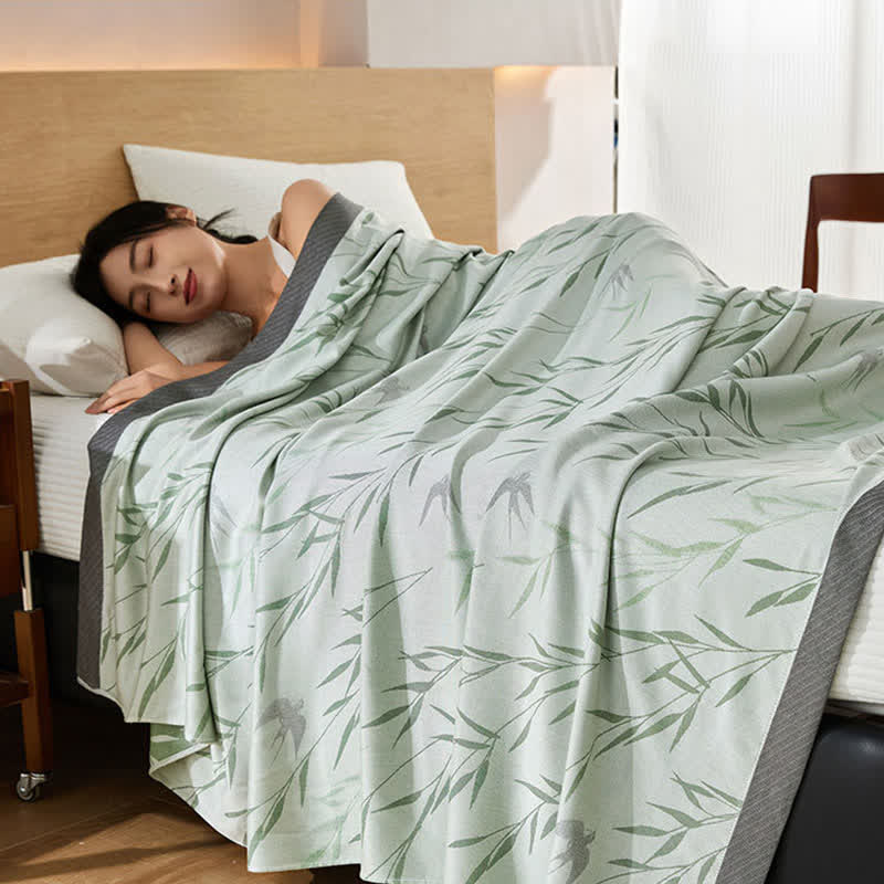 Green Bamboo Print Cooling Bedspread - image 1