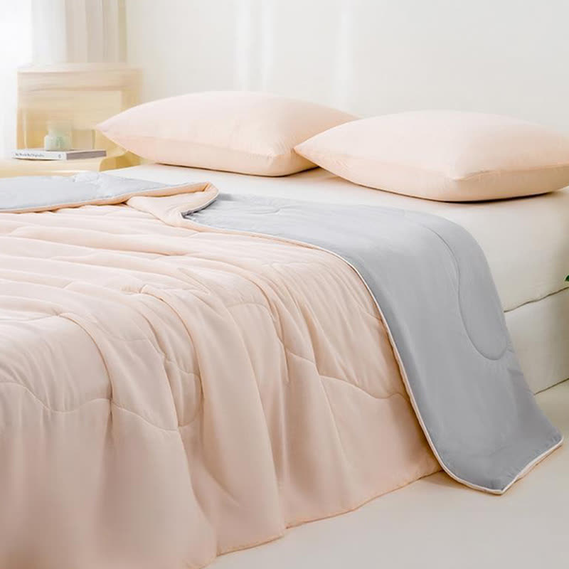 Double-sided Ice Silk Cooling Quilt - Beige & Grey - Queen - image 4