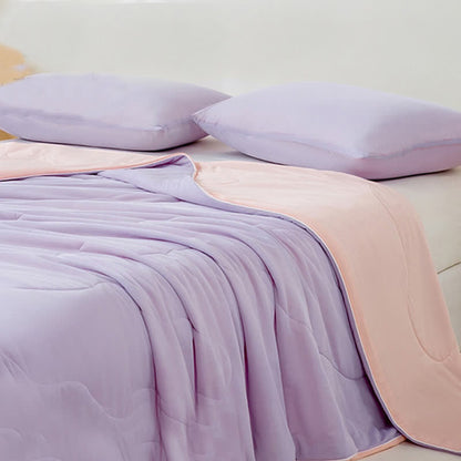 Double-sided Ice Silk Cooling Quilt - Purple & Beige - Queen - image 3