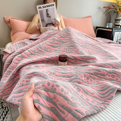 Zebra Floral Print Cotton Muslin Quilt - Pink - King - image 5