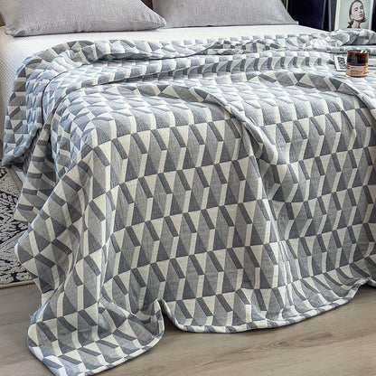 Geometric Triangle Print Cotton Muslin Quilt - image 2