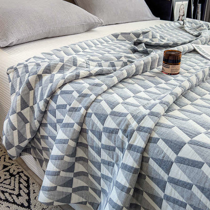 Geometric Triangle Print Cotton Muslin Quilt - image 3