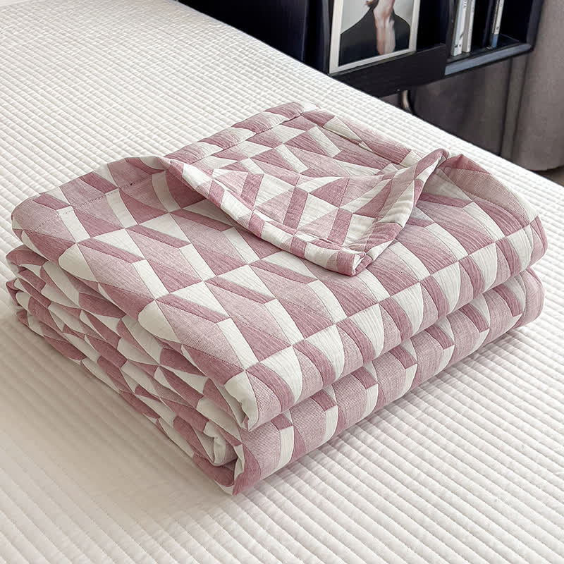 Geometric Triangle Print Cotton Muslin Quilt - image 10