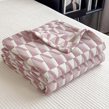 Geometric Triangle Print Cotton Muslin Quilt - image 10