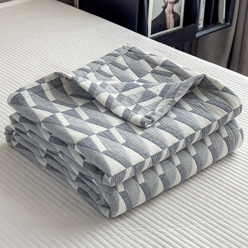 Geometric Triangle Print Cotton Muslin Quilt - image 6