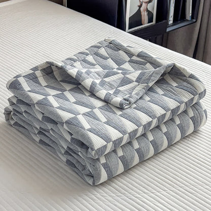 Geometric Triangle Print Cotton Muslin Quilt - image 6