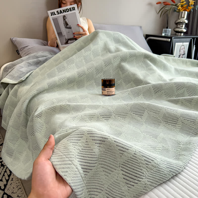 Square Stripe Print Cotton Muslin Quilt - image 14