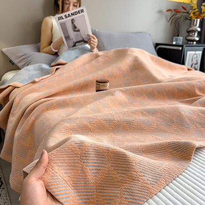 Square Stripe Print Cotton Muslin Quilt - image 1