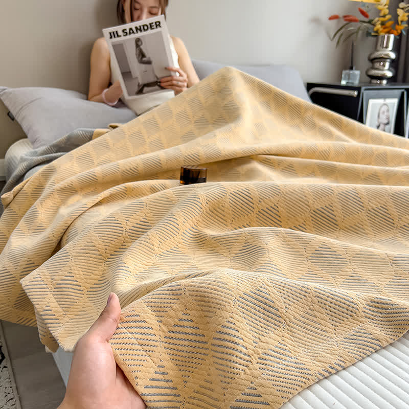 Square Stripe Print Cotton Muslin Quilt - image 6