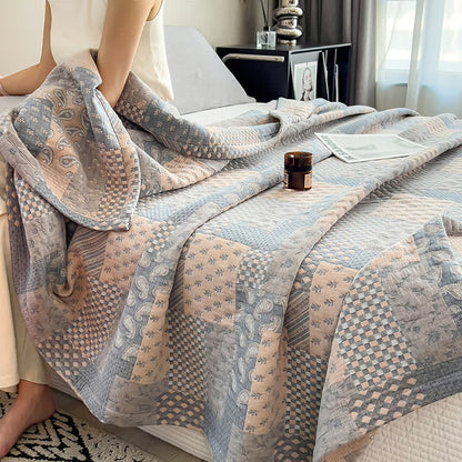 Paisley Geometric Patchwork Cotton Muslin Quilt - image 2