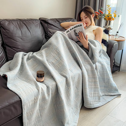 Minimalist Stripe Print Cotton Muslin Quilt - image 5