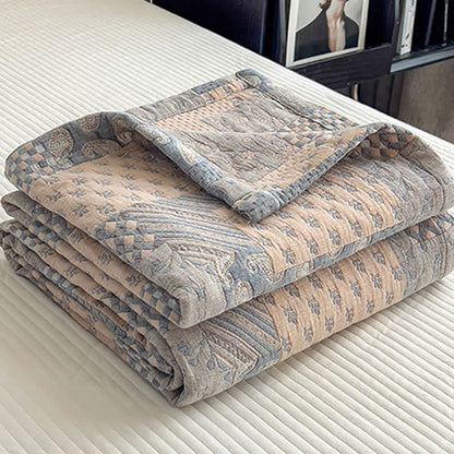 Paisley Geometric Patchwork Cotton Muslin Quilt - image 4