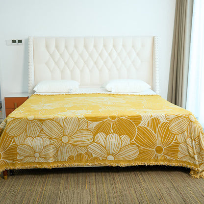 Daisy Jacquard Chenille Blanket with Tassels - image 1
