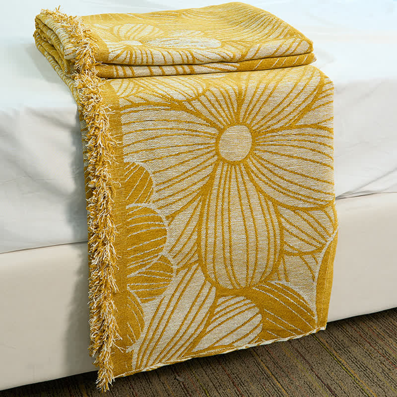 Daisy Jacquard Chenille Blanket with Tassels - image 8