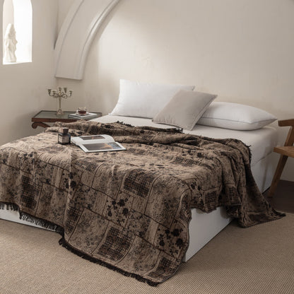 Floral Plaid Patchwork Cotton Muslin Quilt - image 0