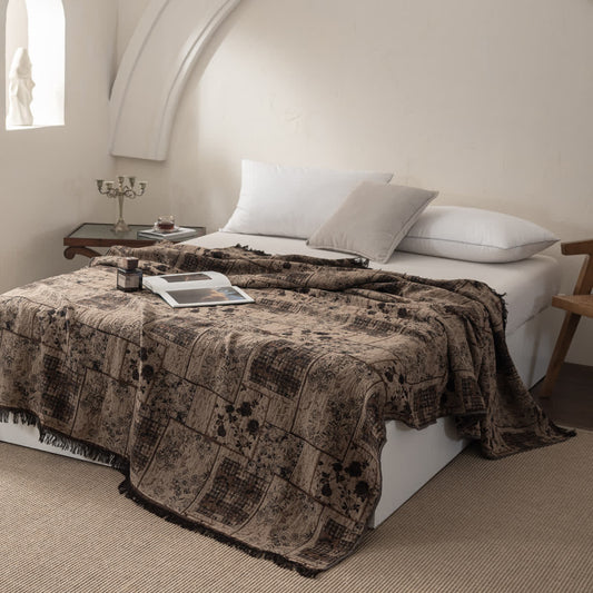 Floral Plaid Patchwork Cotton Muslin Quilt - image 0