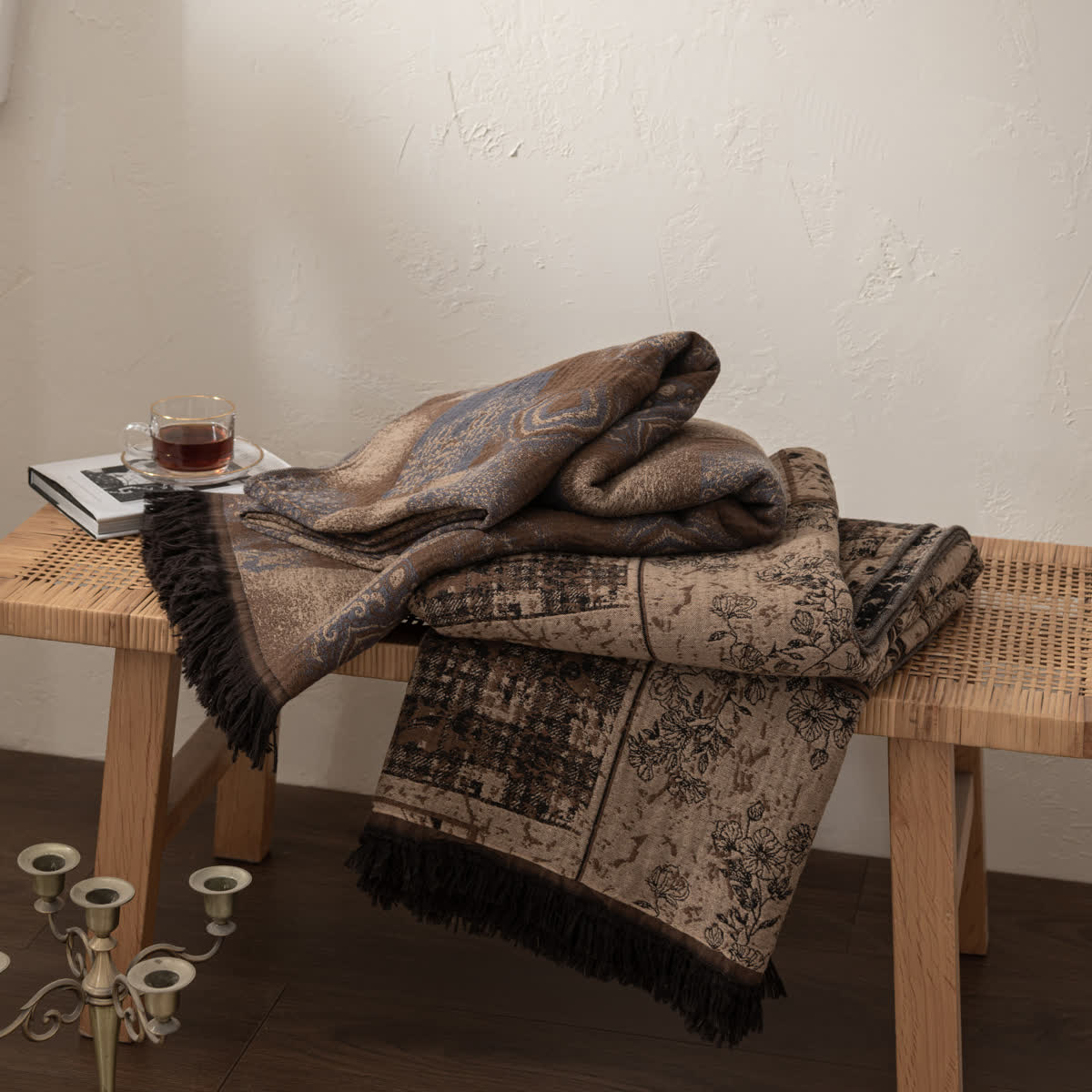 Floral Plaid Patchwork Cotton Muslin Quilt - image 4