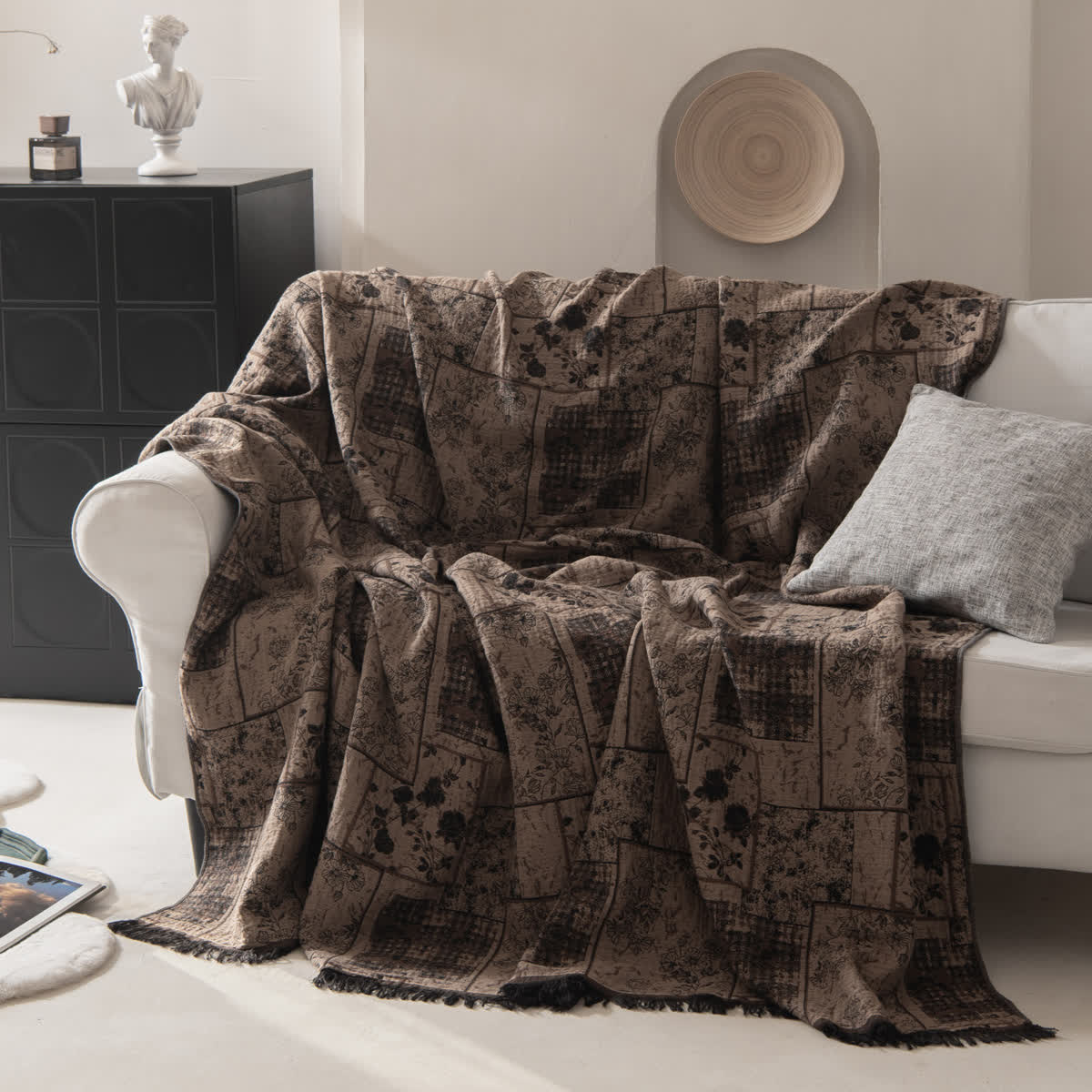 Floral Plaid Patchwork Cotton Muslin Quilt - image 6