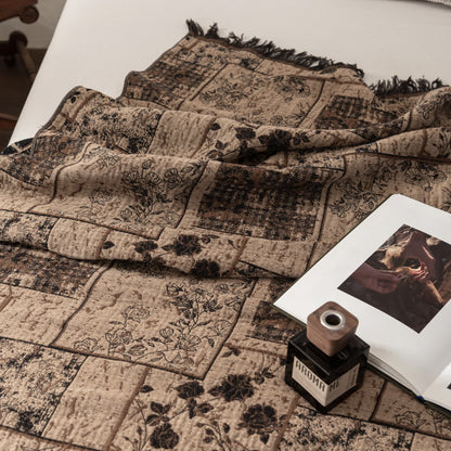 Floral Plaid Patchwork Cotton Muslin Quilt - image 7