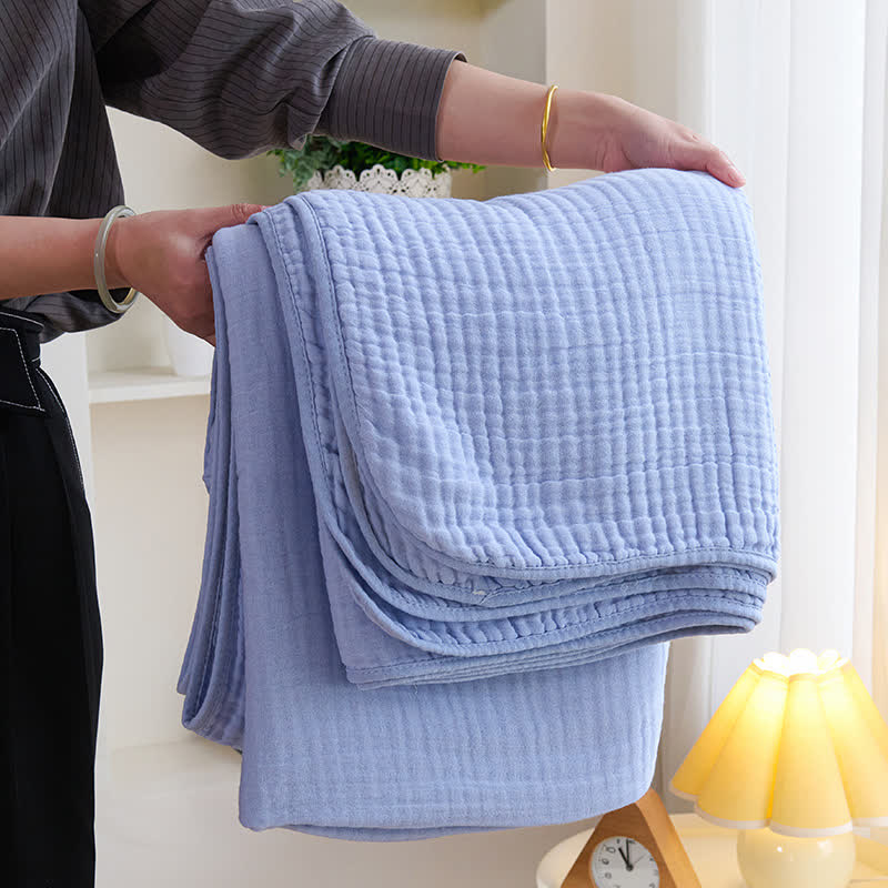 Solid Color Cotton Gauze Quilt - Purple - Queen - image 11