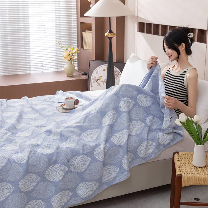 Leaf Print Cotton Gauze Jacquard Quilt - image 3