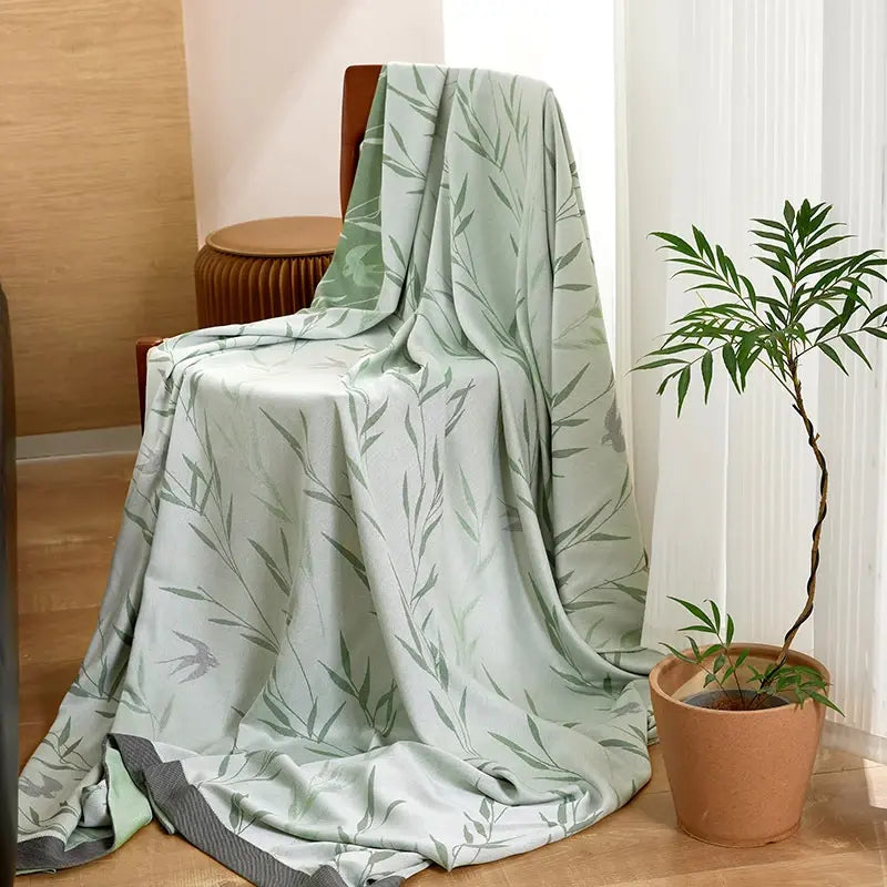 Green Bamboo Print Cooling Bedspread - image 5